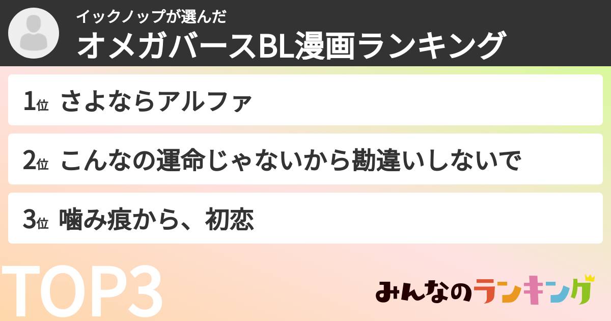 イックノップさんの「オメガバースBL漫画ランキング」