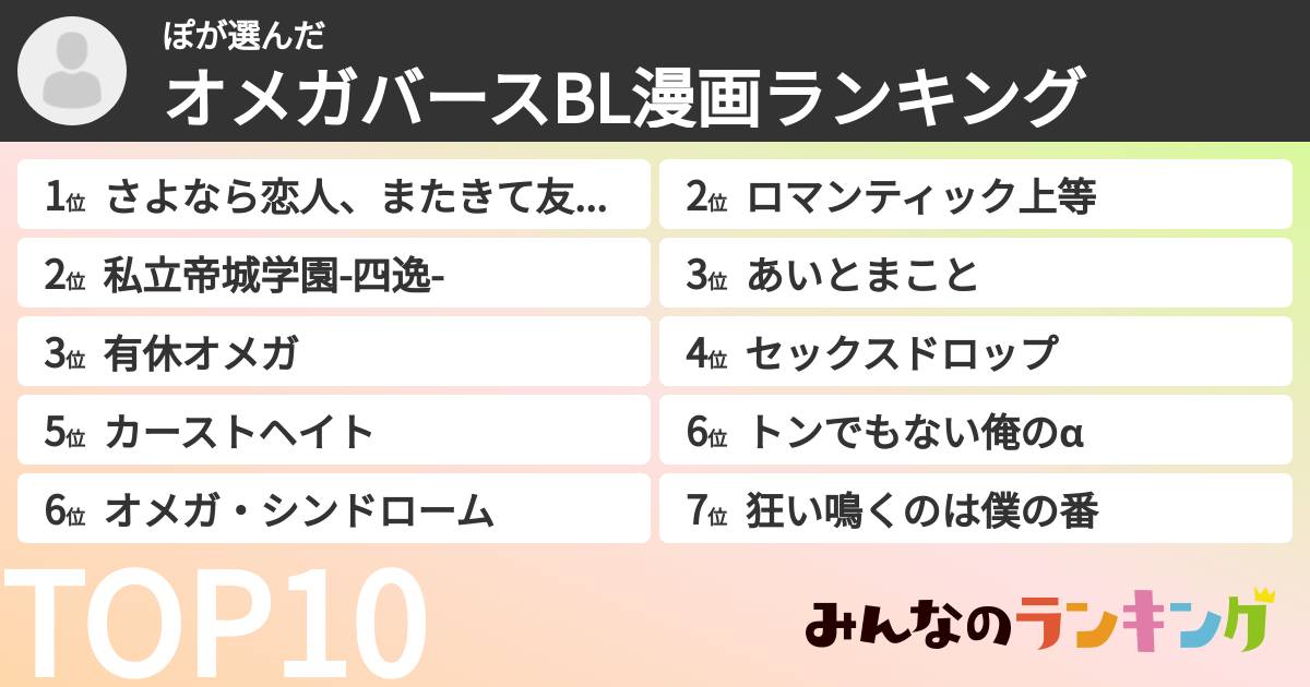 ぽさんの「オメガバースBL漫画ランキング」
