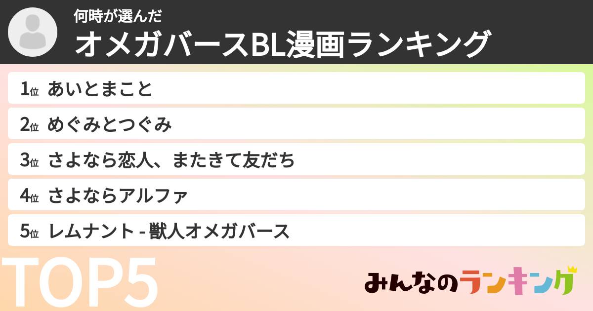 何時さんの「オメガバースBL漫画ランキング」