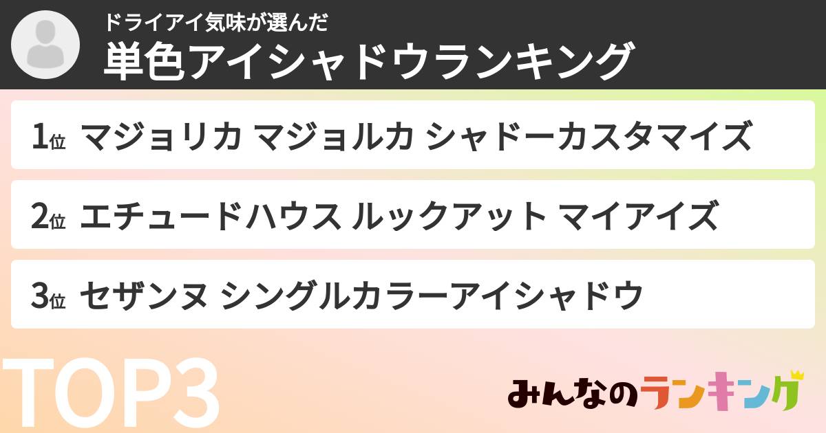 ドライアイ気味さんの「単色アイシャドウランキング」