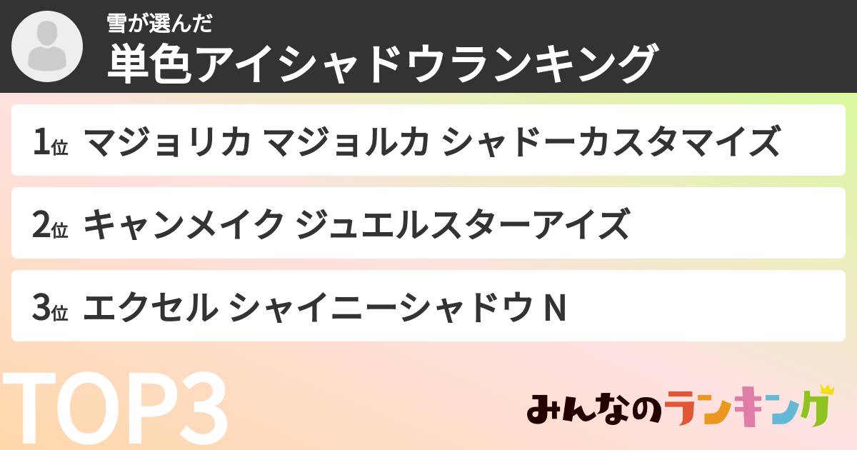 雪さんの「単色アイシャドウランキング」
