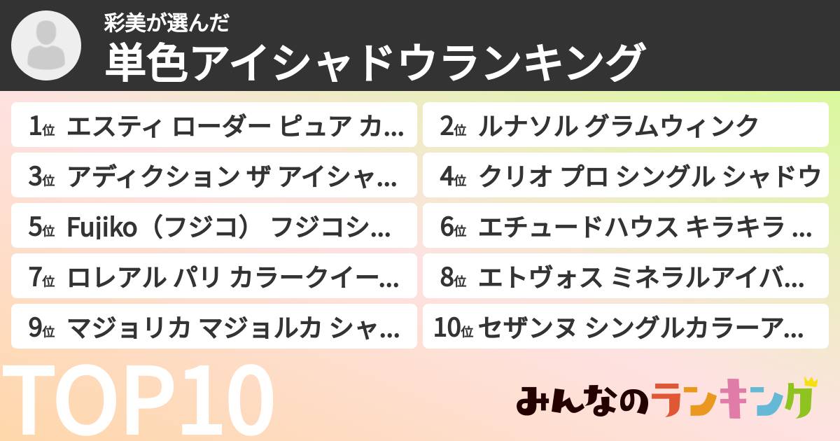 彩美さんの「単色アイシャドウランキング」