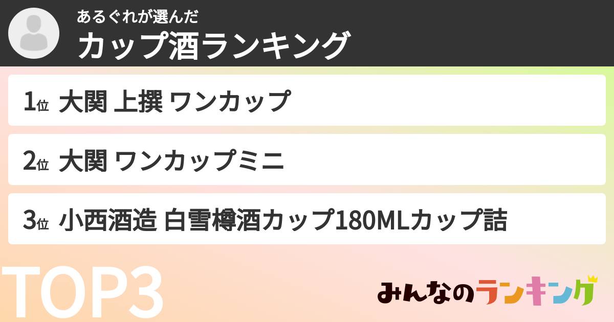あるぐれさんの「カップ酒ランキング」
