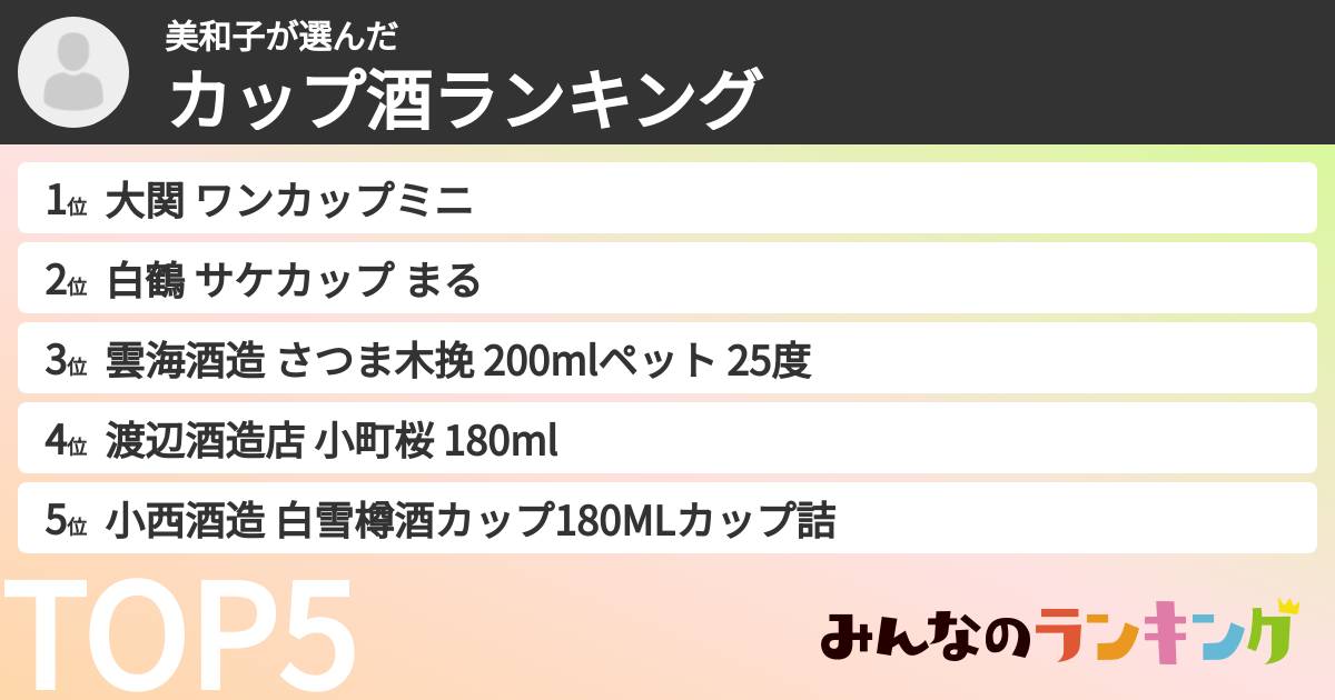 美和子さんの「カップ酒ランキング」