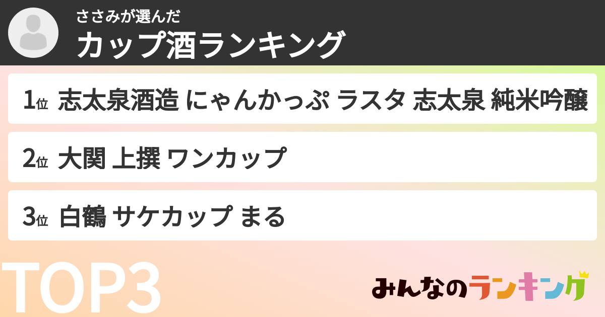 ささみさんの「カップ酒ランキング」