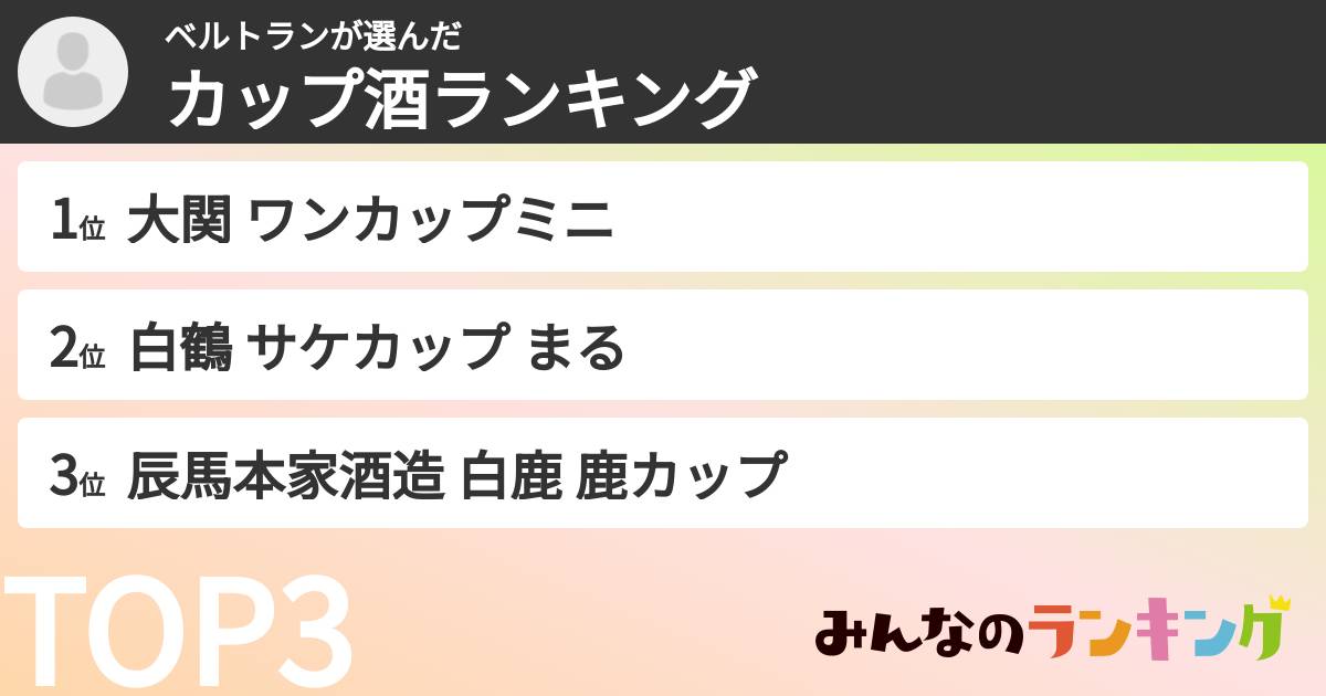 ベルトランさんの「カップ酒ランキング」