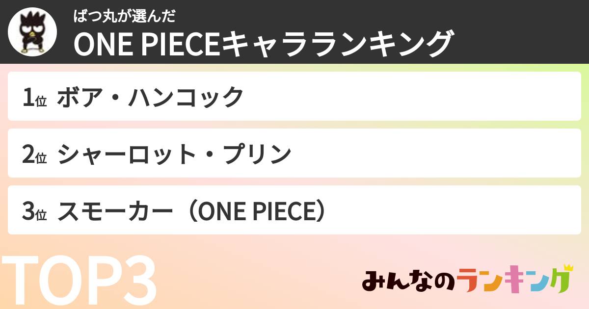 ばつ丸さんの「ONE PIECEキャラランキング」