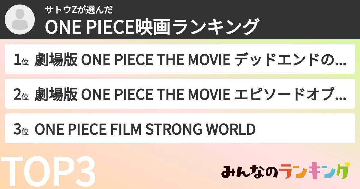 サトウZさんの「ONE PIECE映画ランキング」