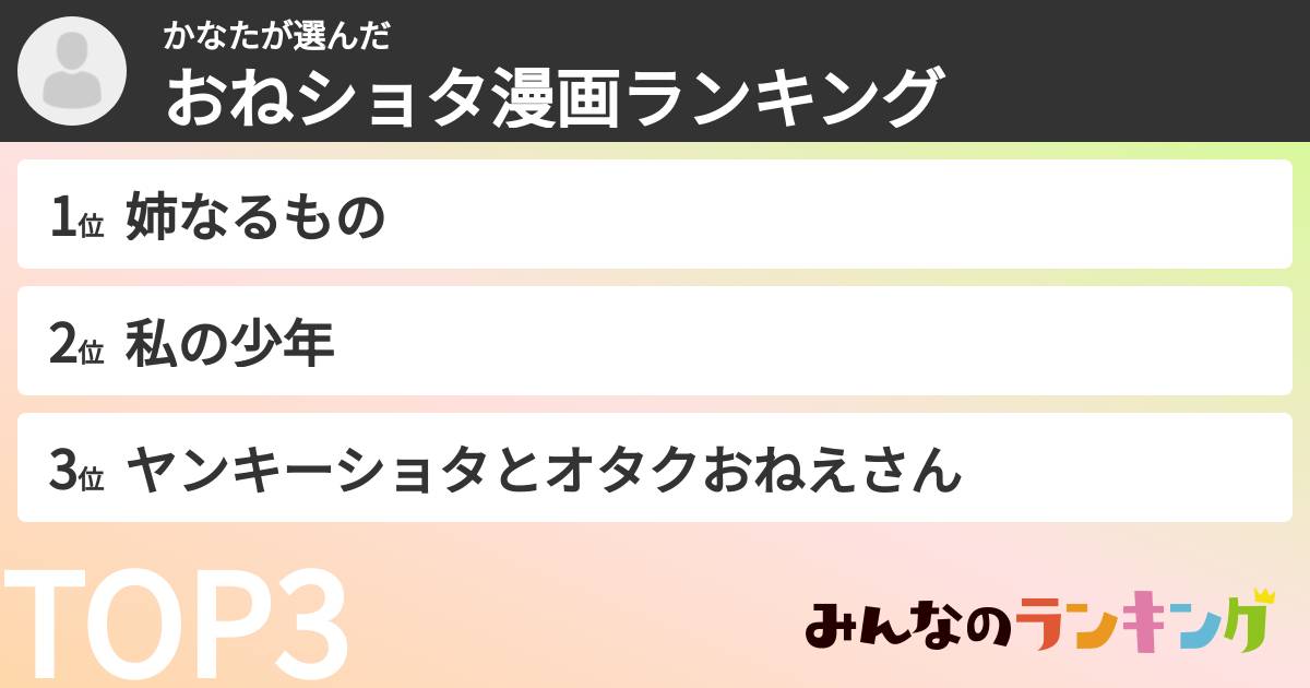 かなたさんの「おねショタ漫画ランキング」