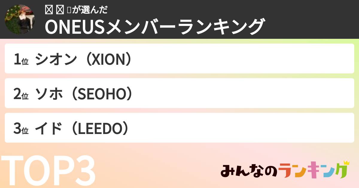 리 카 🐻さんの「ONEUSメンバーランキング」