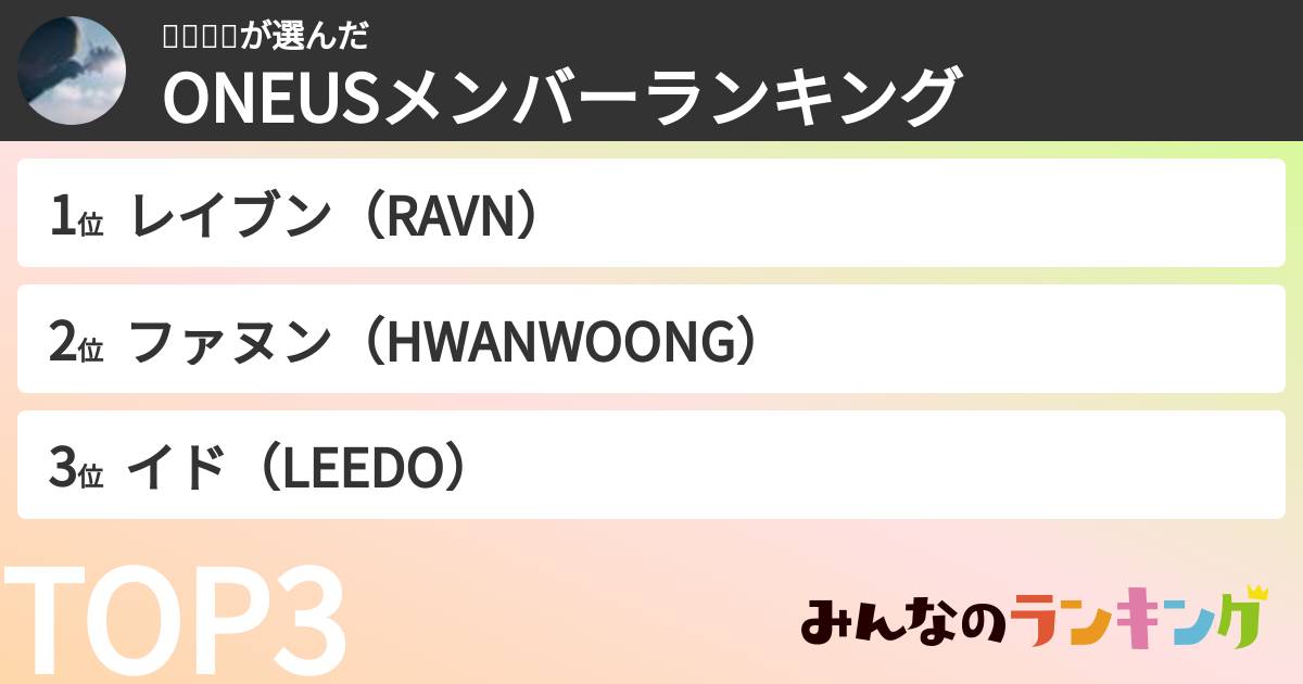 카스미🌙さんの「ONEUSメンバーランキング」