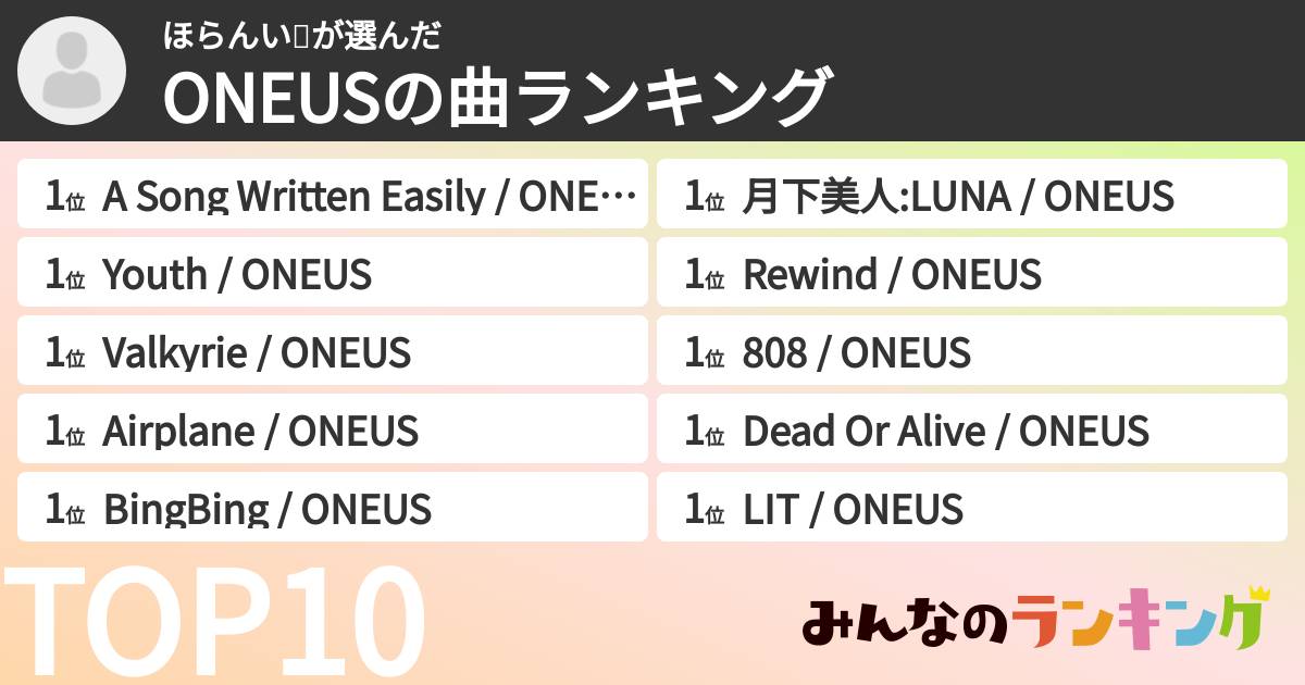 ほらんい🐯さんの「ONEUSの曲ランキング」