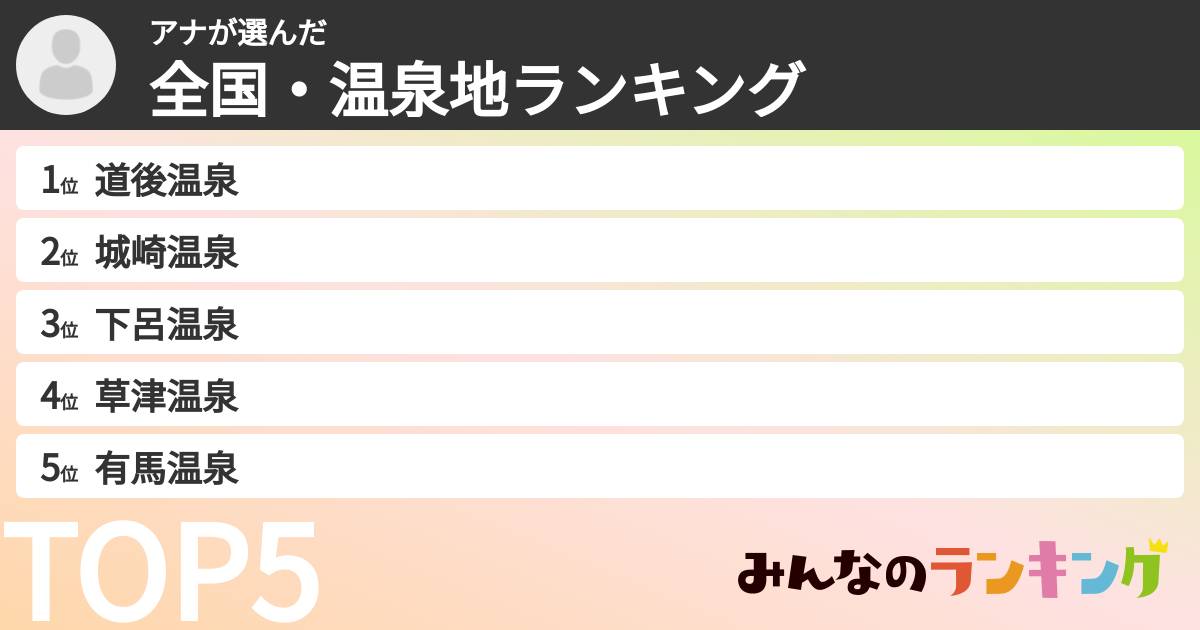 アナさんの「全国・温泉地ランキング」