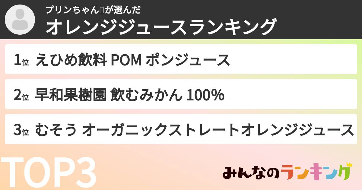 プリンちゃん🍮さんの「オレンジジュースランキング」
