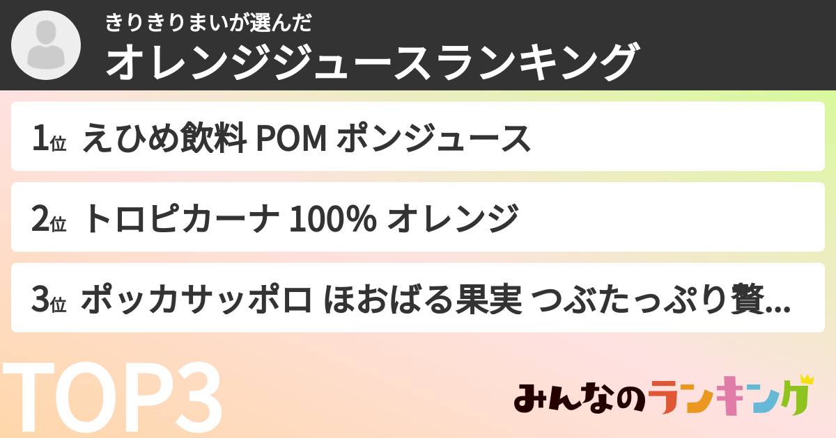 きりきりまいさんの「オレンジジュースランキング」