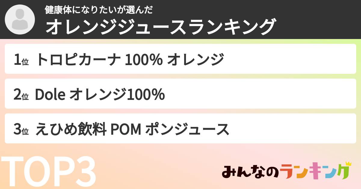 健康体になりたいさんの「オレンジジュースランキング」