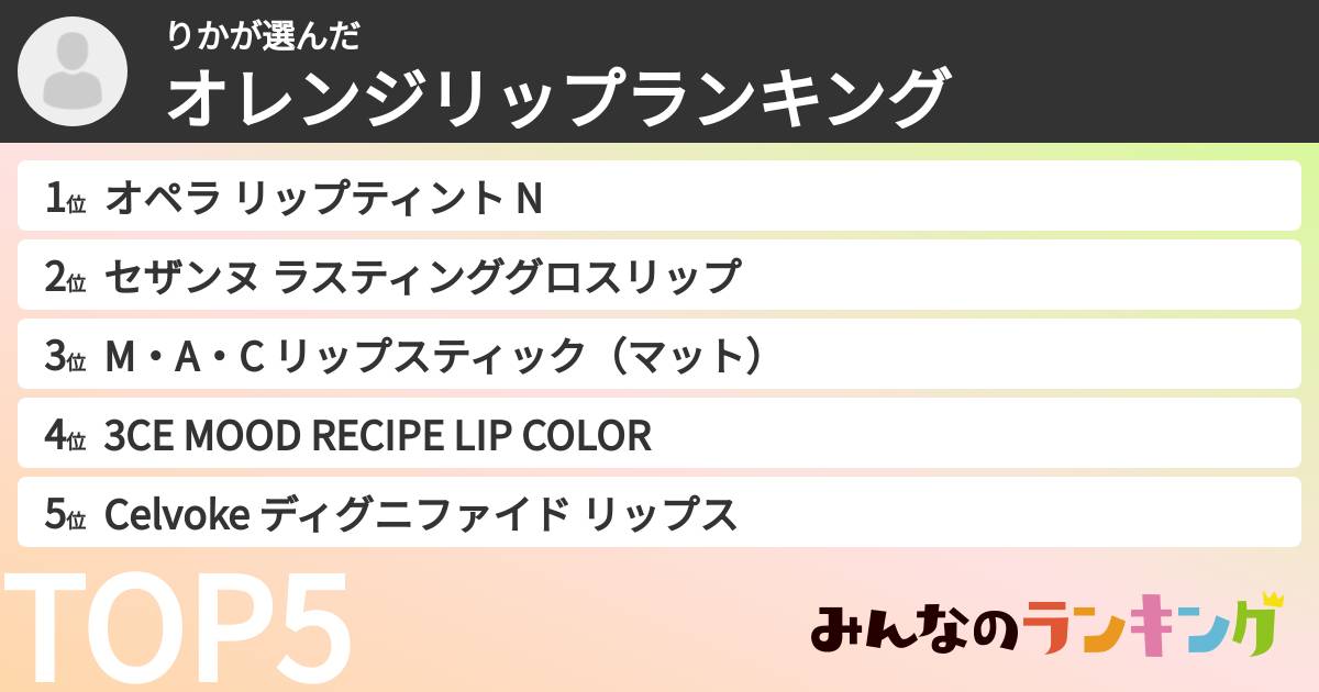 りかさんの「オレンジリップランキング」