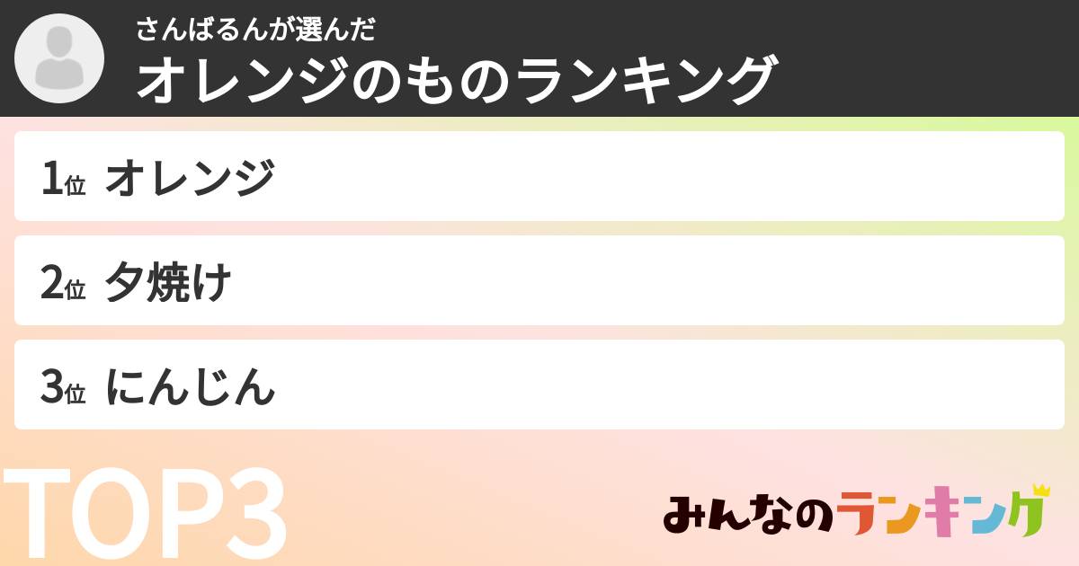 さんばるんさんの「オレンジのものランキング」
