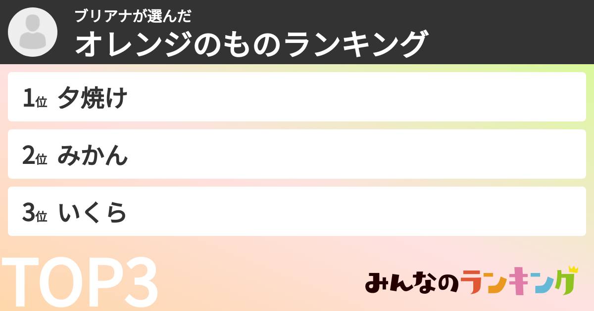ブリアナさんの「オレンジのものランキング」