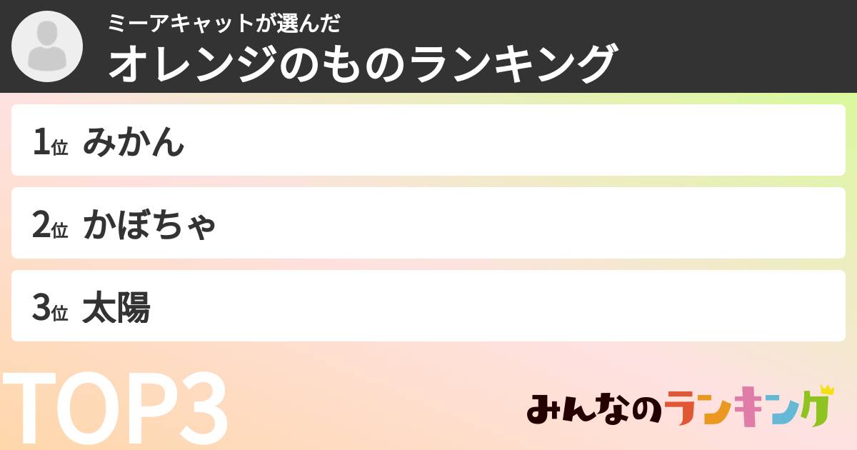 ミーアキャットさんの「オレンジのものランキング」