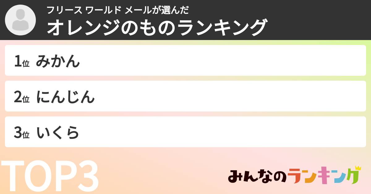 フリース ワールド メールさんの「オレンジのものランキング」