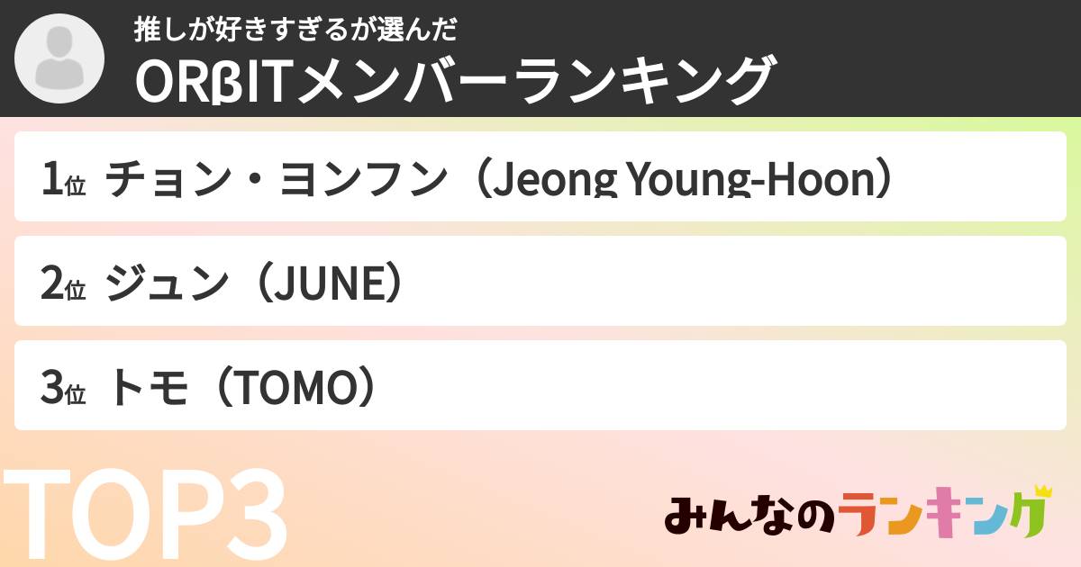 推しが好きすぎるさんの「ORβITメンバーランキング」