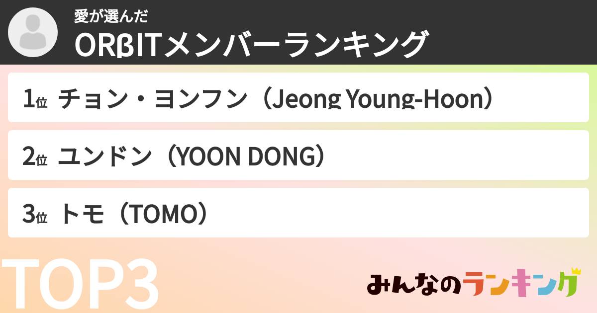 愛さんの「ORβITメンバーランキング」