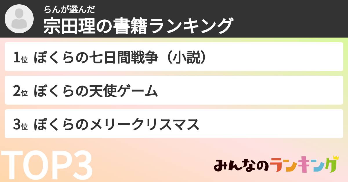 らんさんの「宗田理の書籍ランキング」