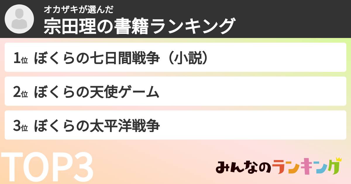 オカザキさんの「宗田理の書籍ランキング」