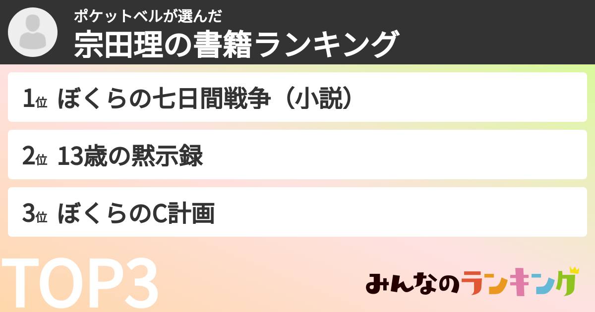 ポケットベルさんの「宗田理の書籍ランキング」