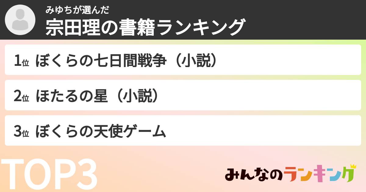 みゆちさんの「宗田理の書籍ランキング」
