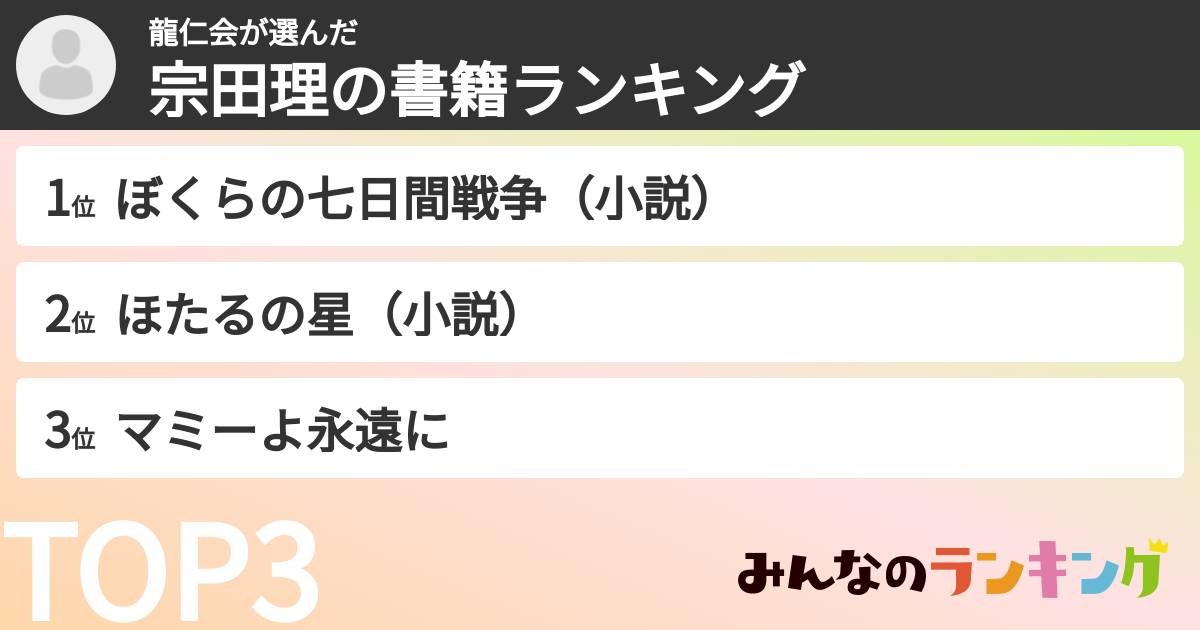 龍仁会さんの「宗田理の書籍ランキング」