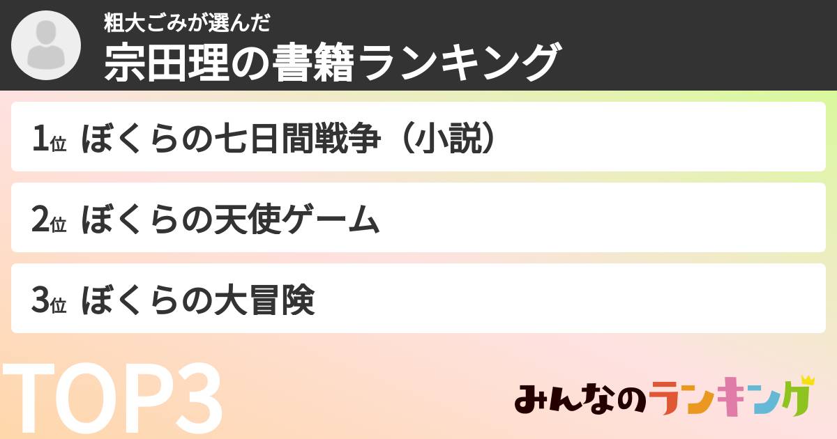 粗大ごみさんの「宗田理の書籍ランキング」