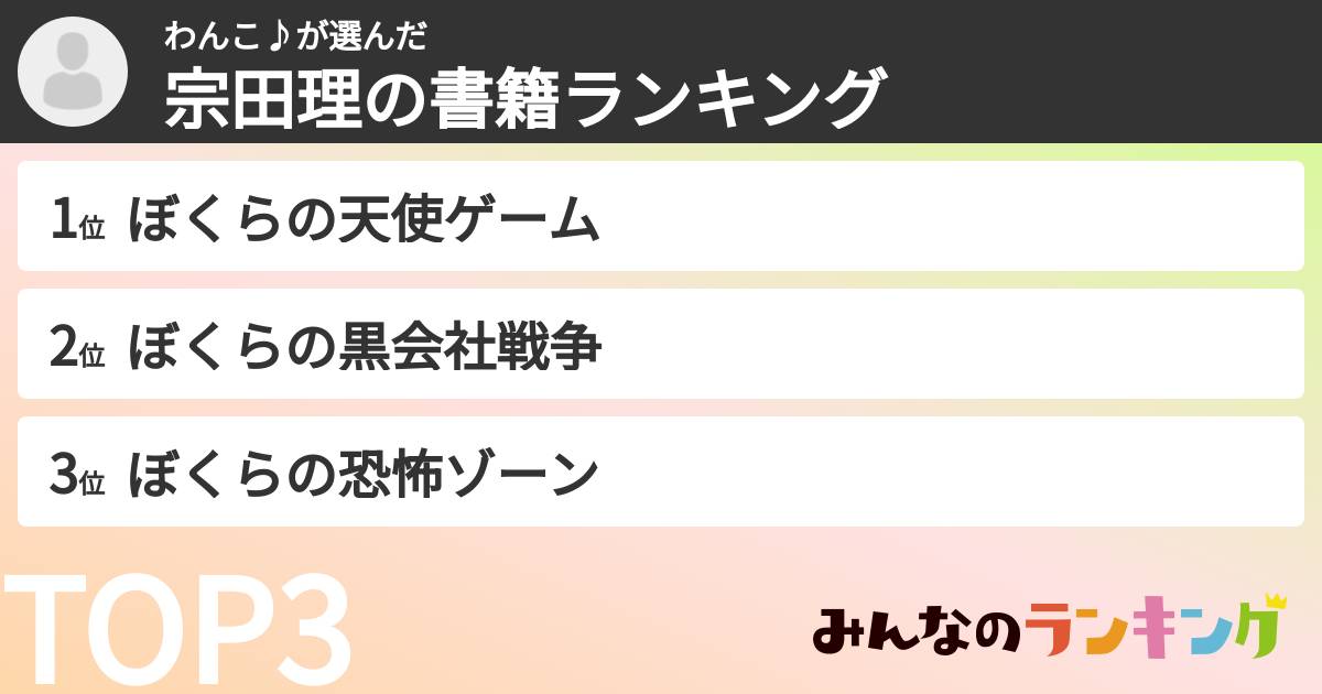 わんこ♪さんの「宗田理の書籍ランキング」