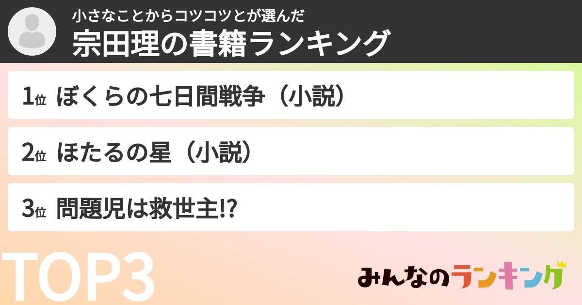 小さなことからコツコツとさんの「宗田理の書籍ランキング」