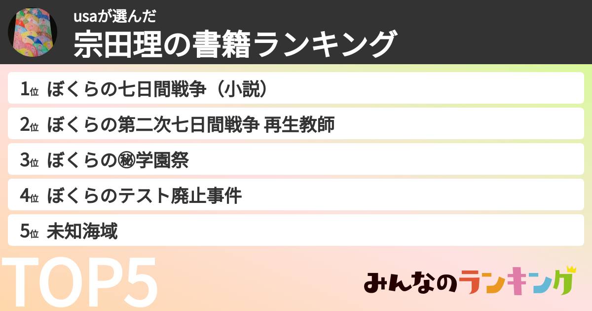 usaさんの「宗田理の書籍ランキング」