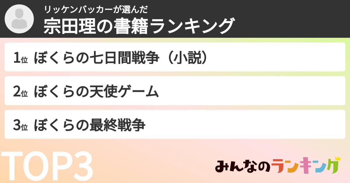 リッケンバッカーさんの「宗田理の書籍ランキング」