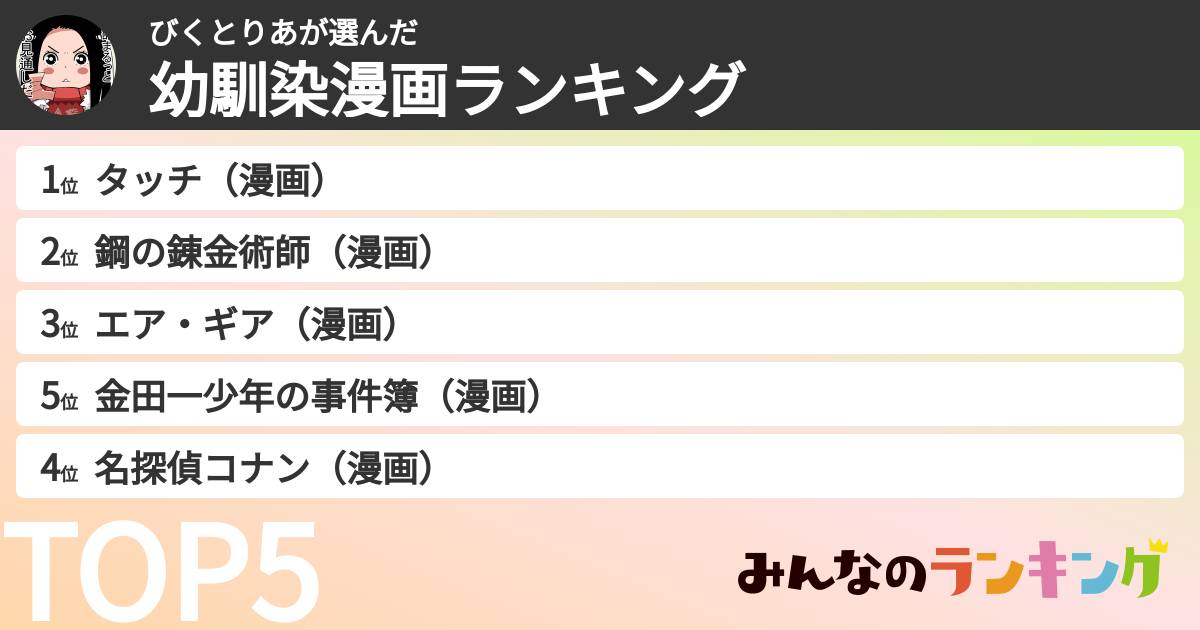 びくとりあさんの「幼馴染漫画ランキング」