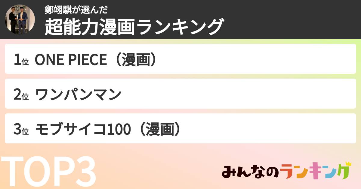 鄭翊騏さんの「超能力漫画ランキング」