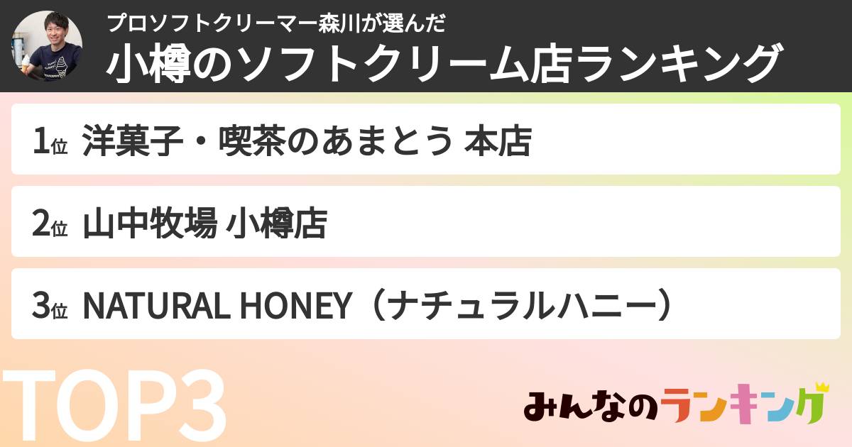 プロソフトクリーマー森川さんの「小樽のソフトクリーム店ランキング」