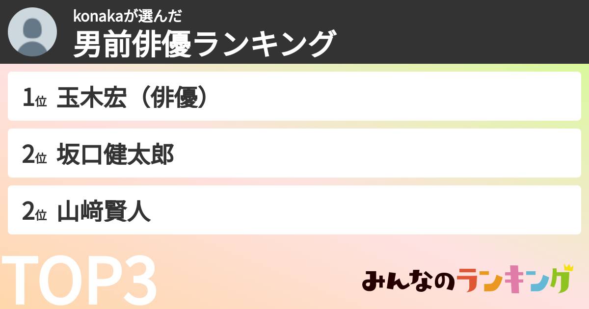 konakaさんの「男前俳優ランキング」