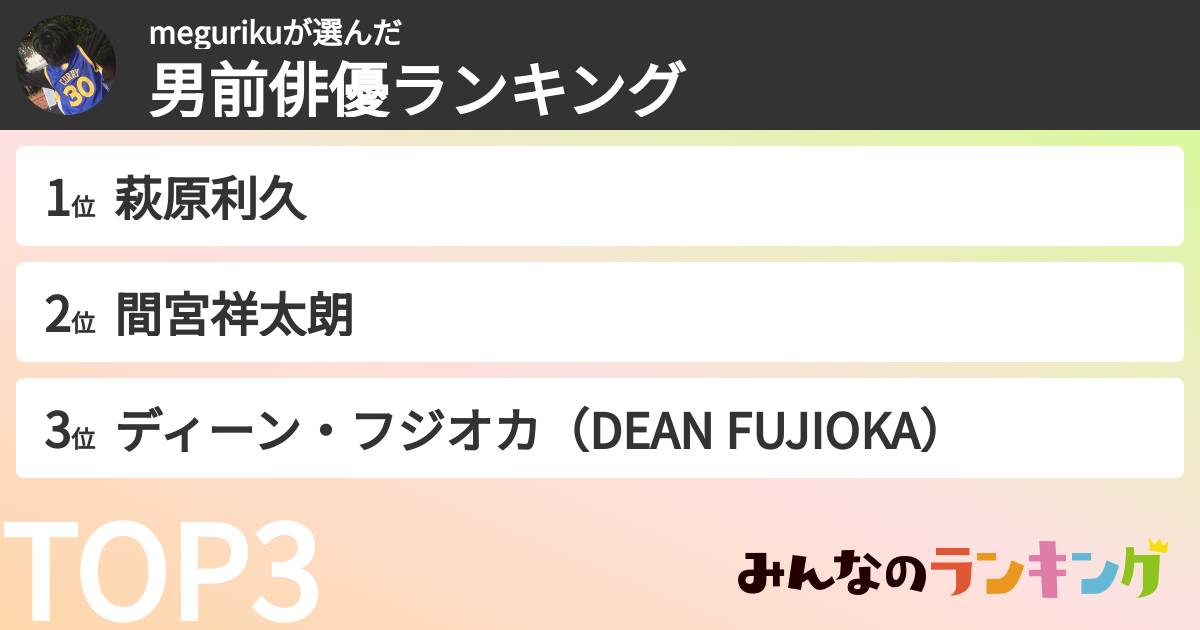 megurikuさんの「男前俳優ランキング」