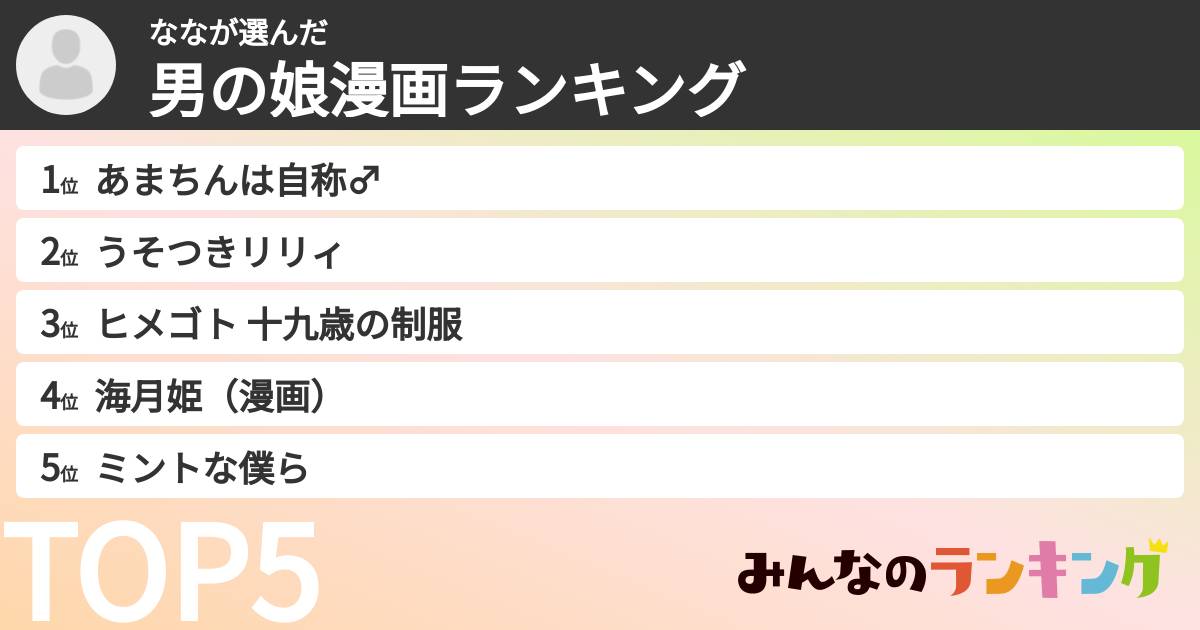 ななさんの「男の娘漫画ランキング」