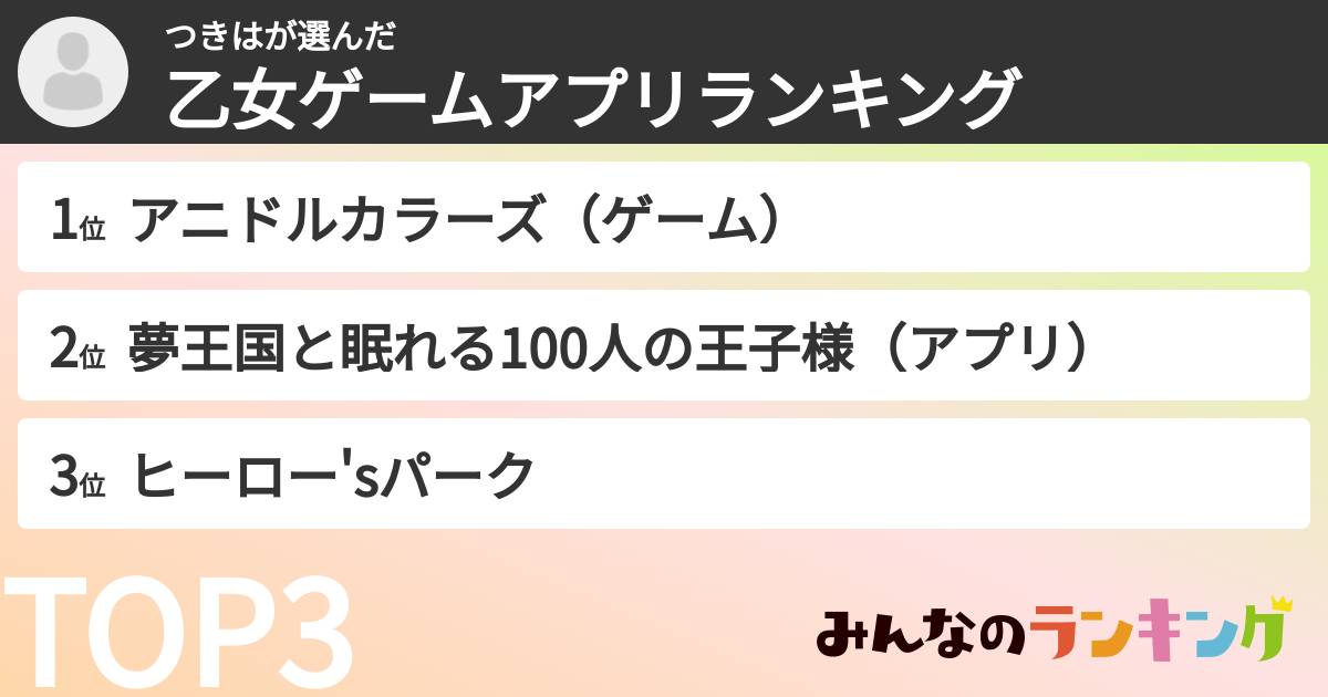 つきはさんの「乙女ゲームアプリランキング」