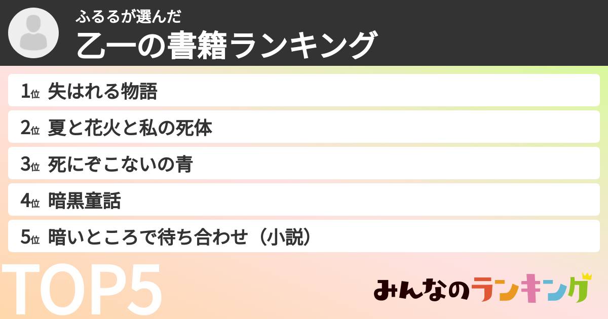 ふるるさんの「乙一の書籍ランキング」