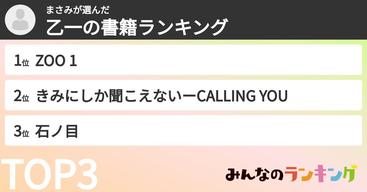まさみさんの「乙一の書籍ランキング」