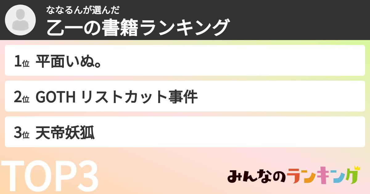 ななるんさんの「乙一の書籍ランキング」