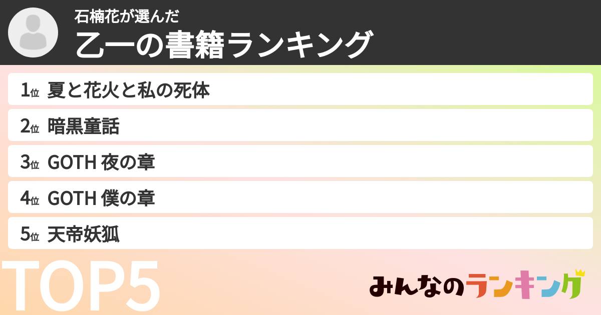 石楠花さんの「乙一の書籍ランキング」