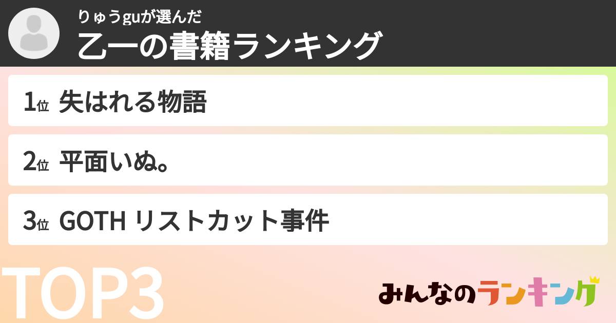 りゅうguさんの「乙一の書籍ランキング」
