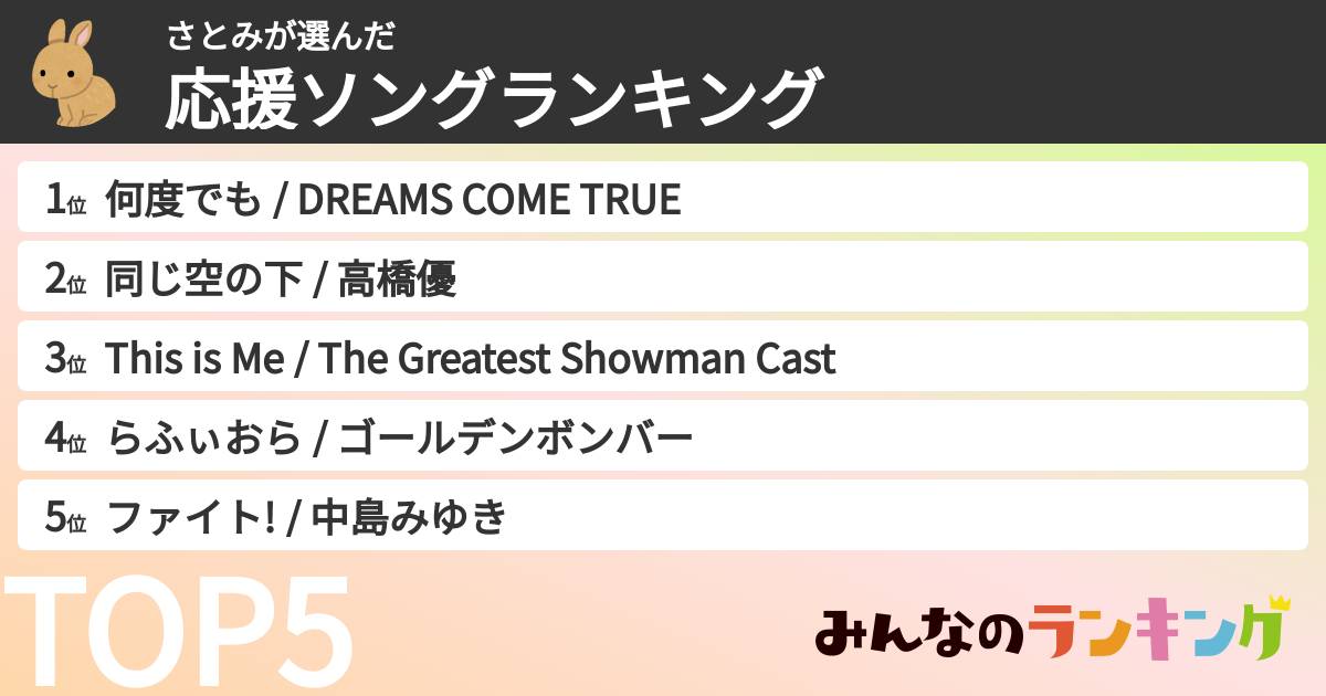 さとみさんの「応援ソングランキング」